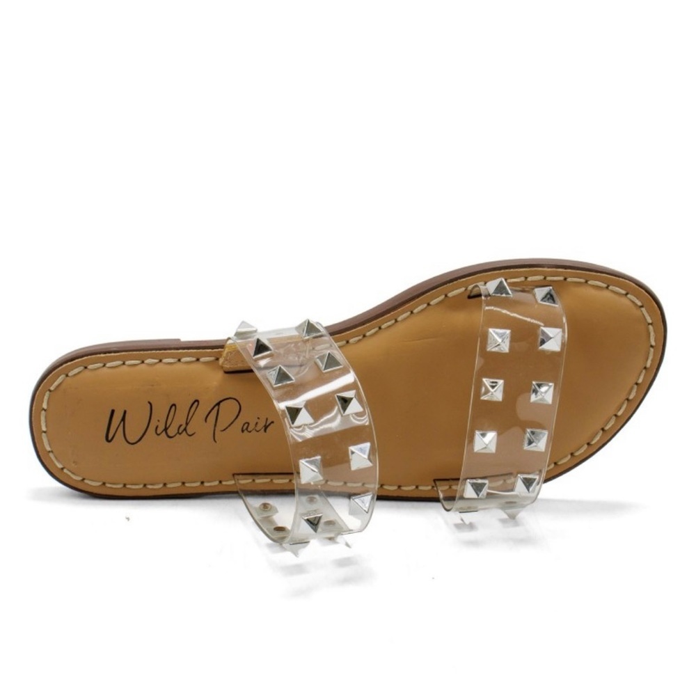 Wild Pair Clear Double Strap Spike Studded Sandals- Used